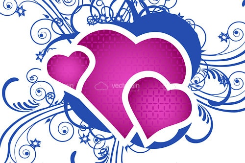 Purple Hearts with Blue Ornaments